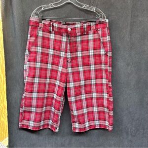 SouthPole plaid shorts men’s red 36